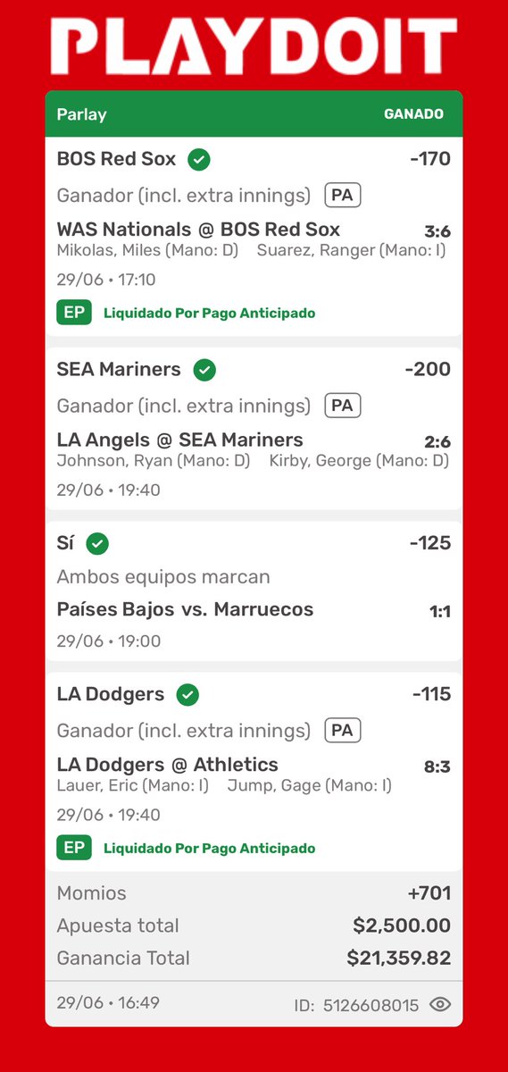 picks_koalateam's tweet photo. Regalaré $2500 entre los RT Y ❤️

PARLAY +701 y $21,000 ✍🏾✅✅✅ así cerramos estamos cerrando el mes con este hermoso PARLAY 🤩🤩🤩 

Que día tan loco alv , 👋🏽 🇩🇪 + 🇳🇱 

Mañana será una locura , cerraremos con broche de oro viendo pasar a nuestro MÉXICO 🇲🇽 

La KOALAANETA 🐨🚍 https://t.co/ajnudCEWrr