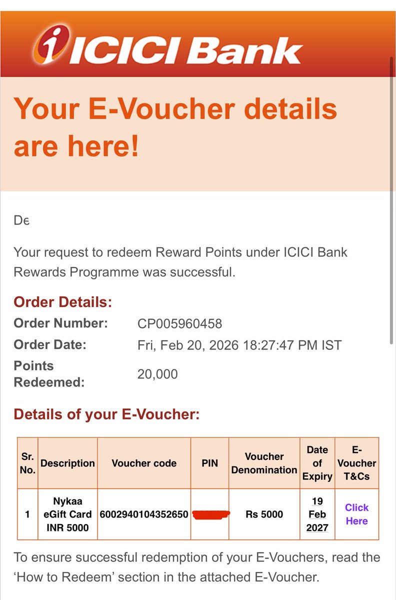 vepiars's tweet photo. @MyNykaa @nykaafashion @ICICIBank @ICICIBank_Care 
Unable to use a gift card that I had redeemed against my Reward points. https://t.co/gqCedXVAb9
