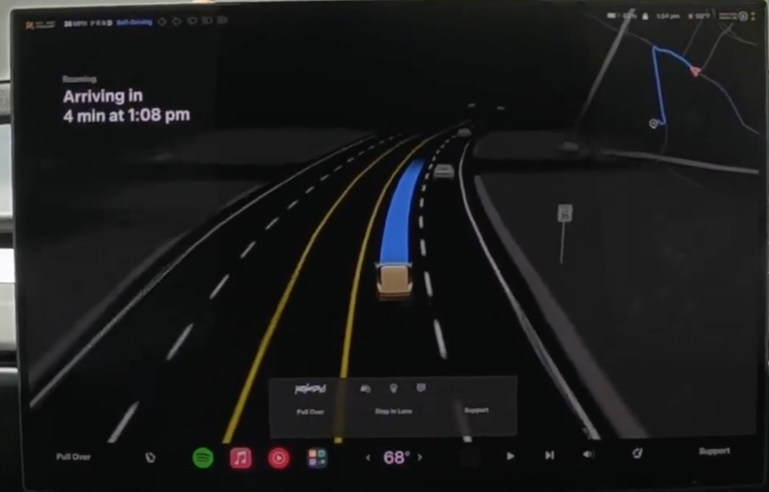 Tesla Cybercab passenger screen interface