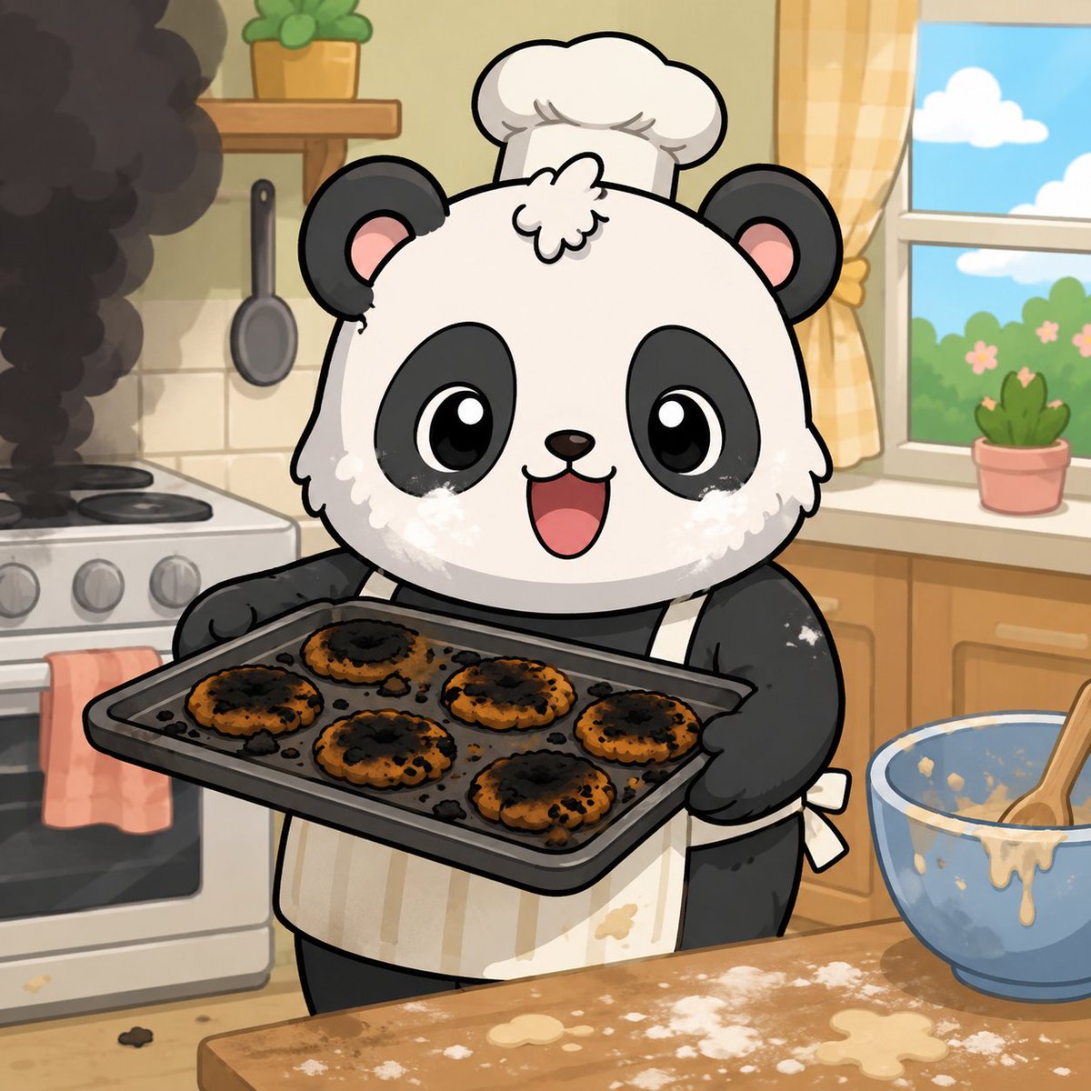 puffbearsxyz's tweet photo. Bobo said “chef mode” and gave us charcoal cookies with confidence 😂

#PuffBears #NFTs #NFTCommunity https://t.co/ly6AQqW3Cs