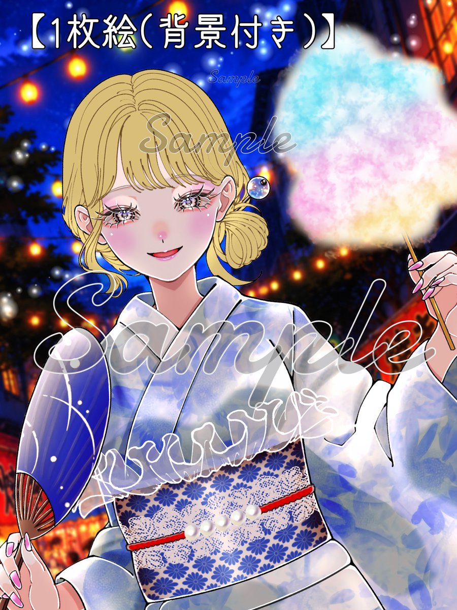 meemee1540's tweet photo. ✦︎✧︎👘 無償企画 👘✧︎✦︎

浴衣の量産イラストの
「この髪型(画像参照)でいいよ！」という方のみ、
サンプル募集をさせて頂きます(⋆ᴗ͈ˬᴗ͈)”
(ケモ耳、ヘアアクセ、ヘアカラー等は
コテキャ通りに適応させて頂きます)

⚠️こちらの画像の髪の塗りは未だベタ塗り状態です。お渡しの際はいつも通りのクオリティですのでご安心下さい🙇🏻‍♀️

■ 納品内容
・ 浴衣立ち絵(背景透過)
・ その立ち絵を一枚絵にしたもの
合計2枚セット

■ 当選人数
1〜2名様(抽選)

■ 応募期限
7月1日(水) 20：00まで

■ 参加方法
・ フォロー
・ リポスト
・ ♡いいね
・ リプ欄に資料を添付
⚠️サンプル掲載OKの方のみ

■ 食べ物･浴衣の柄やカラーについて
ご当選された方にDMで選択テンプレートを
お送り致します

■ ご当選連絡について
7月1日の24時までにDMにて
ご連絡させて頂きます💌