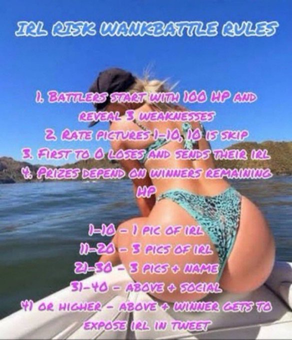 NonNonmfwh's tweet photo. dm me to battle

pick one of these challenges or bring ur own

i want a good battle no beta shit

#wankbattle https://t.co/dtKkdJCXcC