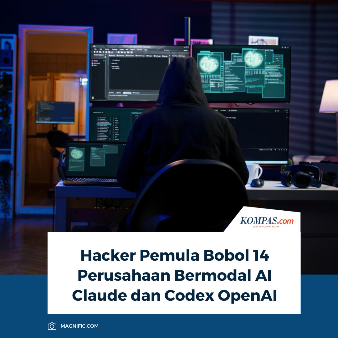 KompasTekno's tweet photo. Baca disini: https://t.co/GTJrrT4RIS

Peretas pemula tanpa keahlian teknis berhasil membobol server 14 perusahaan hanya bermodal agen AI Claude buatan Anthropic dan Codex dari OpenAI. Kasus ini menjadi bukti baru penyalahgunaan AI untuk kejahatan siber.

~NJ #Hacker #Claude #AI https://t.co/XSHR2WOfJE