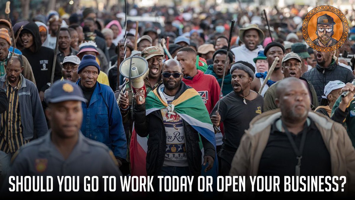 RenaldoGouws's tweet photo. The big question everyone is asking is, will there be chaos today? My advice is if you live in one of the major metros in South Africa or work or have a business in the CBD, then I suggest you do the following...

Video Link: https://t.co/K05bl9JklX https://t.co/vz694HFpYa