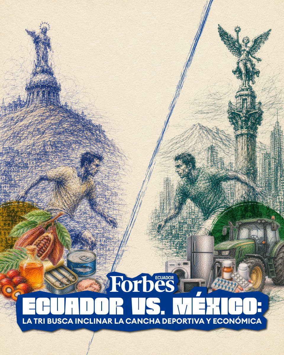 forbesecuador's tweet photo. Today l Esta noche México y Ecuador se enfrentarán por segunda ocasión en la historia de los mundiales. 

Estas dos naciones registran cerca de 200 años de relaciones y a diferencia de lo que ocurre con Alemania o Curazao, en el duelo comercial con México, Ecuador no lleva la delantera. Según datos del Banco de México (Banxico) y la Secretaría de Economía de México, en 2023 Ecuador exportó apenas US$ 228 millones, mientras que importó US$ 595 millones desde el país azteca. Un déficit de US$ 367 millones para nuestro país.

👉🏻 Lee y conoce algunas cifras de la relación entre México y Ecuador, aquí: https://t.co/vflWIg3r4G

#ForbesEcuador #mundial2026 #ecuador #méxico #latri