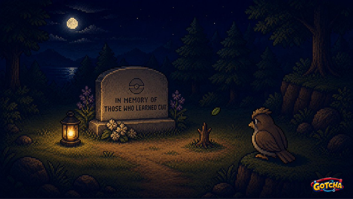 gotchadotfun's tweet photo. Rest in peace to every Pokémon that had to learn Cut just to get through one tree

You deserved better https://t.co/1MTEPwQ6cG