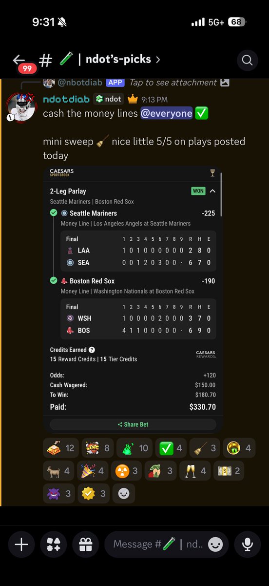ndotdiab's tweet photo. 5/5 on props posted in discord today ✅ 

on vacay &amp; still cashing out 🤑

join up below ⬇️ https://t.co/JAOWIR0YYP