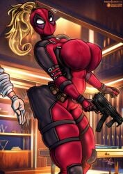 CakePool98's tweet photo. 📛: Wanda Wilson
A.K.A: L🅰️D¥ D€∆D🅿️⭕🅾️L💣⚔️🔫🔫
Raza: Humana mutada
Sexo: Femenino
Afiliaciones: Deadpool Corps
Orientación sexual: Pan sexual 
-Ella es la contraparte femenino de Deadpool y miembro de los DeadPool Corps. https://t.co/33kIFpj803