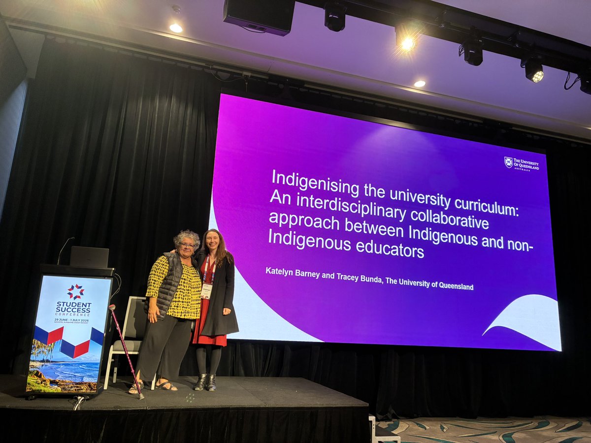 BronFredericks's tweet photo. Great stuff colleagues! @UQ_News’s Prof Tracey Bunda & A/Prof @drkatelynbarney presented on the interdisciplinary collaboration between Indigenous & non-Indigenous educators at the #UniSTARS Conference! #UniSTARS2026 #Education #HigherEducation #HigherEduc #education_system https://t.co/2HvtWqhebz