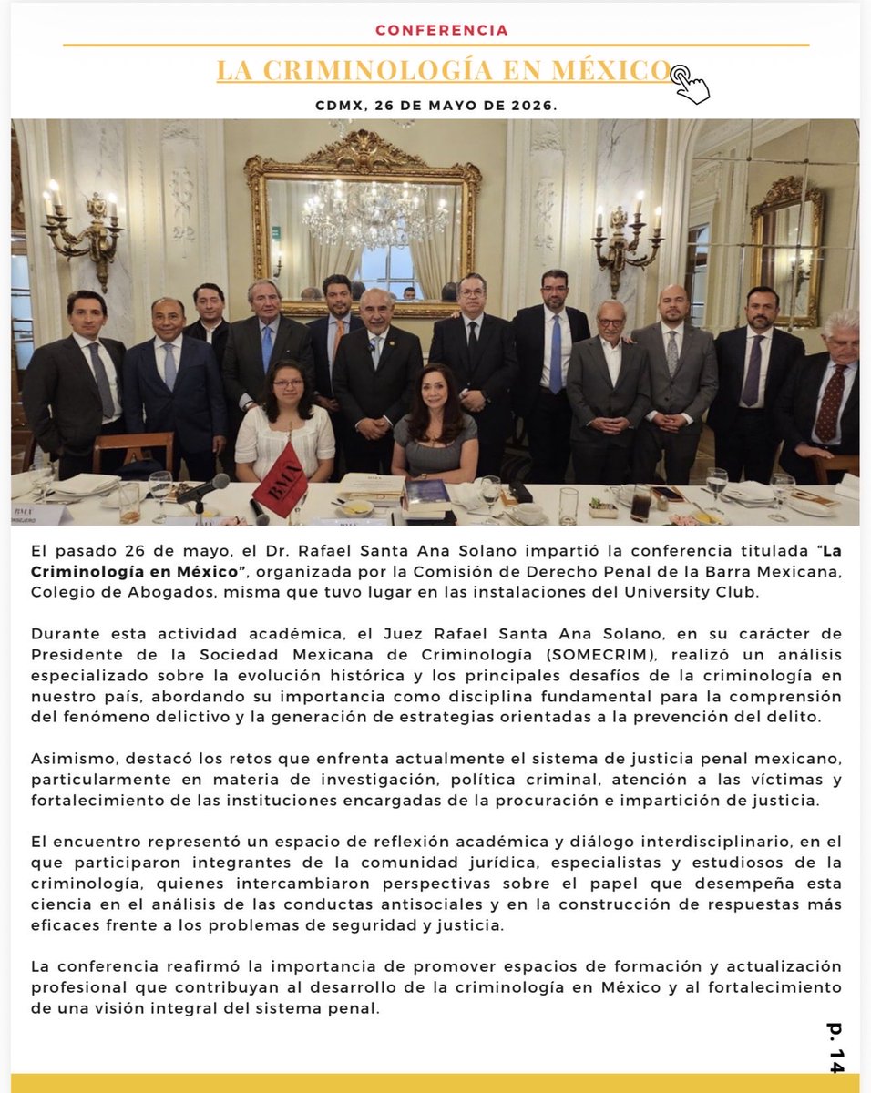 iusnava's tweet photo. Agradezco a la SOMECRIM por las menciones en su hoja criminológica. https://t.co/UYsIANYnE5