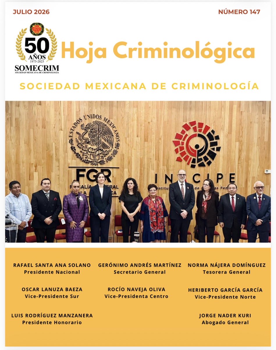 iusnava's tweet photo. Agradezco a la SOMECRIM por las menciones en su hoja criminológica. https://t.co/UYsIANYnE5