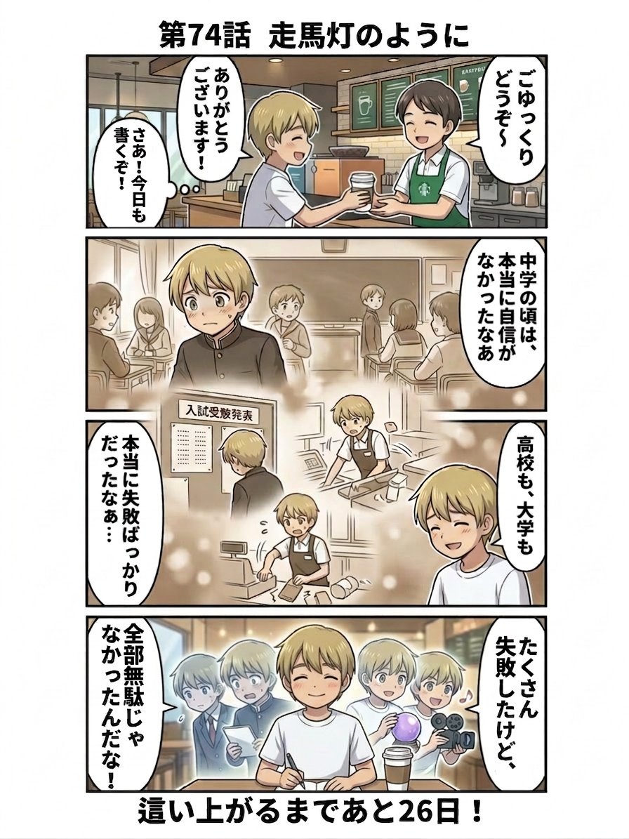 kinmangold10's tweet photo. きんまん漫画　第74話「走馬灯のように」

今の僕があるのは、過去のすべてがあるからこそ！

書籍を書いてるときはいろんなことが思い出されました…( ˘ω˘) https://t.co/HworIfkXaS