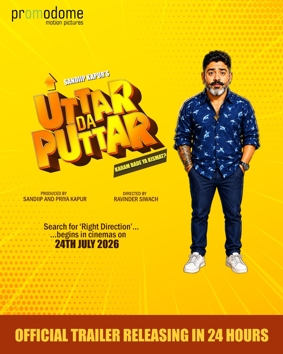Jeeveshu's tweet photo. Uttar Da Puttar Official Trailer drops tomorrow! ๐ฌ
Get ready for a rollercoaster of emotions, laughter, and surprises.
See you all on 1st July. ๐ฌโจ
#UttarDaPuttar #contentisking #TrailerTomorrow #24HoursToGo #JeeveshuAhluwalia https://t.co/Ro92aKcDI7