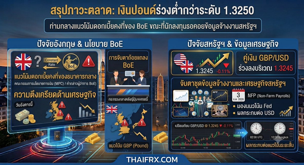 thaifrx's tweet photo. เงินปอนด์อังกฤษปรับตัวลดลงต่ำกว่าระดับ 1.3250 ท่ามกลางแนวโน้มดอกเบี้ยคงที่ของ BoE ขณะที่นักลงทุนรอคอยข้อมูลจ้างงานสหรัฐฯ https://t.co/b0thT8X1Vb ผ่าน @THAIFRX.com #GBPUSD #เงินปอนด์ #ดอลลาร์สหรัฐ #พรรคแรงงานอังกฤษ  #ดอกเบี้ยBoE #เฟดขึ้นดอกเบี้ย #NonfarmPayrolls #THAIFRX https://t.co/GJNcK50PT8
