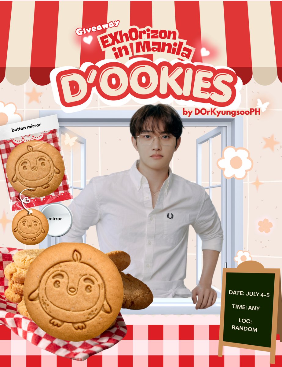 DOrKyungsooPH's tweet photo. EXO PLANET #6: EXhOrizon in Manila 
✨Fan support #1 by DKPH ✨

*D’ookies button mirror* freebies

🍪 July 4 &amp; 5; Time: TBA
📍 Loc: Random (near MOA Arena)

-Strictly 1:1
-will give out randomly; not for trade

#EXhOrizoninMANILA #EXO #엑소 https://t.co/y4x4VRt2YR