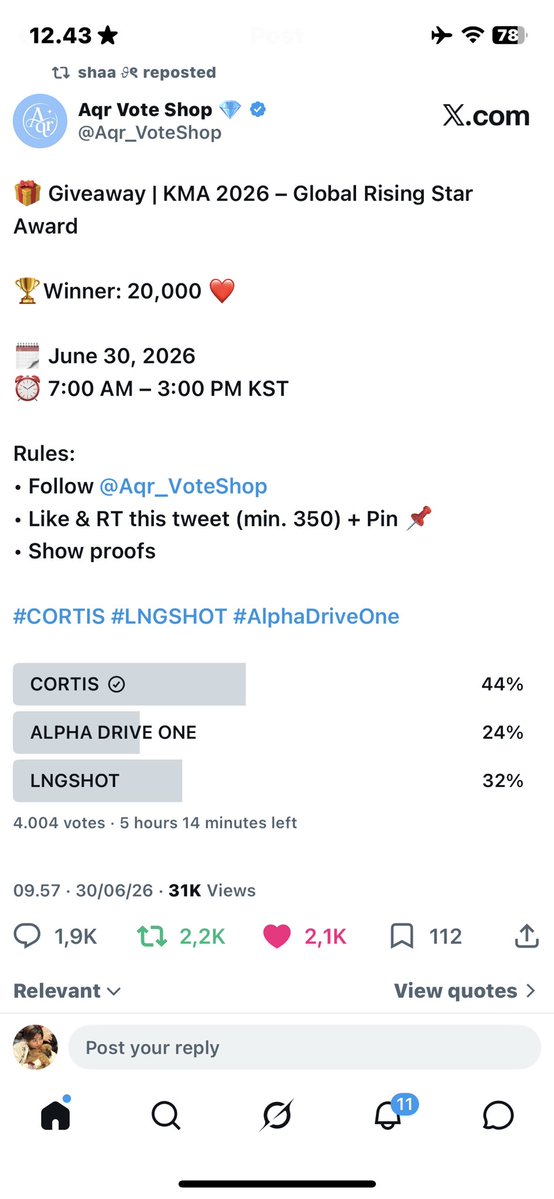 konucil's tweet photo. @Aqr_VoteShop for #CORTIS https://t.co/f1AQnUaOgX