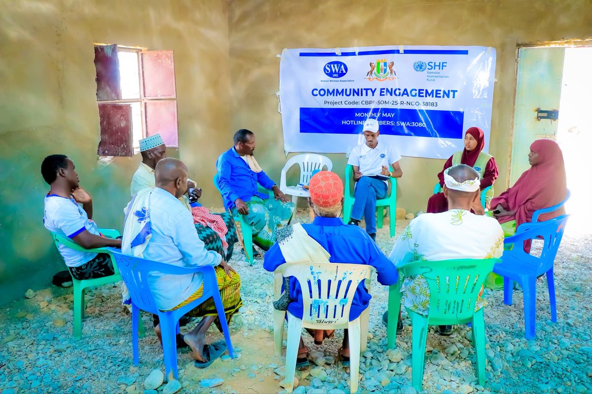 swango_1993's tweet photo. Community Engagement & Capacity Strengthening – May 2026

In May 2026, the Somali Women Association continued its community engagement and sensitization activities across 10 villages in Bosaso District, Bari Region: Af-Urur, Galgalato, Jiingada, Kalabayr, Yalho, Dalweyn, Ciiradhame, Geesaqabad, Kobdhexaad, and Jeedaal.

The sessions focused on strengthening the capacity of Village Relief Committees and enhancing community understanding of the effective implementation of Conditional Cash Transfer (CCT) programs and livestock fodder support interventions. Through interactive discussions and practical guidance, participants reinforced key principles of transparency, accountability, community participation, and effective project implementation.

The active engagement and commitment demonstrated by community members, local leaders, and Village Relief Committees continue to strengthen local ownership and promote sustainable, community-led humanitarian action.

We extend our sincere appreciation to all participants and stakeholders for their valuable contributions and continued collaboration.

Together, we are building stronger, more resilient communities and improving the effectiveness of humanitarian assistance.

#CommunityEngagement #CapacityBuilding #Resilience #HumanitarianAction #FoodSecurity #Bosaso #BariRegion