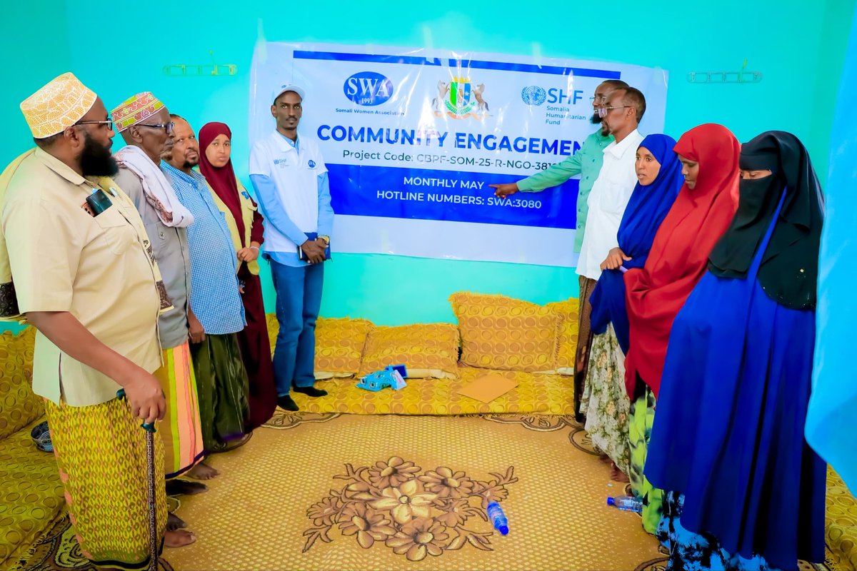 swango_1993's tweet photo. Community Engagement & Capacity Strengthening – May 2026

In May 2026, the Somali Women Association continued its community engagement and sensitization activities across 10 villages in Bosaso District, Bari Region: Af-Urur, Galgalato, Jiingada, Kalabayr, Yalho, Dalweyn, Ciiradhame, Geesaqabad, Kobdhexaad, and Jeedaal.

The sessions focused on strengthening the capacity of Village Relief Committees and enhancing community understanding of the effective implementation of Conditional Cash Transfer (CCT) programs and livestock fodder support interventions. Through interactive discussions and practical guidance, participants reinforced key principles of transparency, accountability, community participation, and effective project implementation.

The active engagement and commitment demonstrated by community members, local leaders, and Village Relief Committees continue to strengthen local ownership and promote sustainable, community-led humanitarian action.

We extend our sincere appreciation to all participants and stakeholders for their valuable contributions and continued collaboration.

Together, we are building stronger, more resilient communities and improving the effectiveness of humanitarian assistance.

#CommunityEngagement #CapacityBuilding #Resilience #HumanitarianAction #FoodSecurity #Bosaso #BariRegion