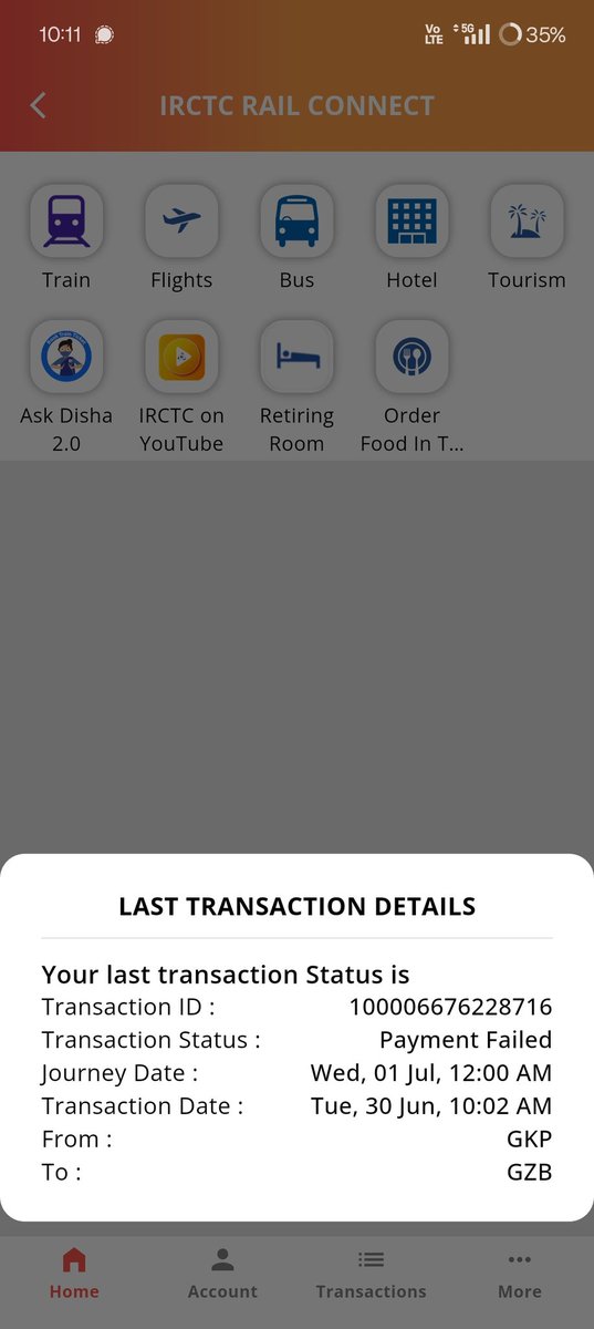 KDSAMF's tweet photo. Dear @IRCTCofficial 
make your app scalable 
During tatkal times it's already at high load. 
- Let's say even if you got a chance to book a ticket during the window, Payments fails.
- Your app has a bug we need to login 2 times.

Trying for 2 days and still cannot get a ticket https://t.co/Fjlz2OU5jM