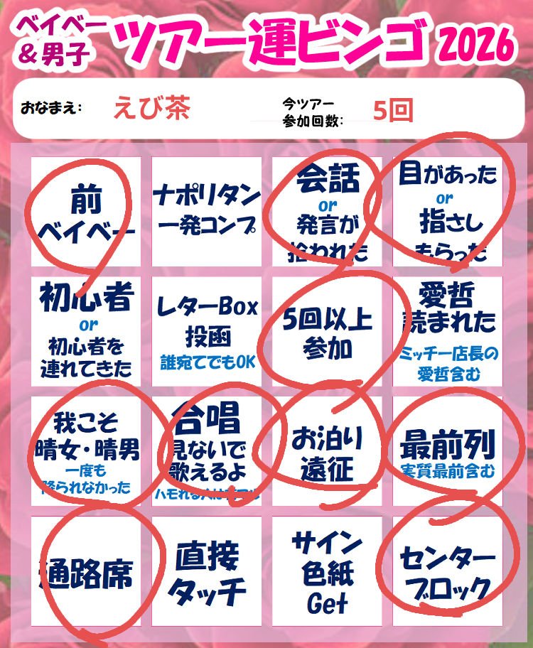 ebis_f's tweet photo. #ベイベーツアー運ビンゴ2026

タグと画像お借りします！

我ながら今年は豪運だった。しかしオリックス劇場の最前列はなんであんなに大きく空いてたのか未だに謎…？ https://t.co/NxQBGEFwcX
