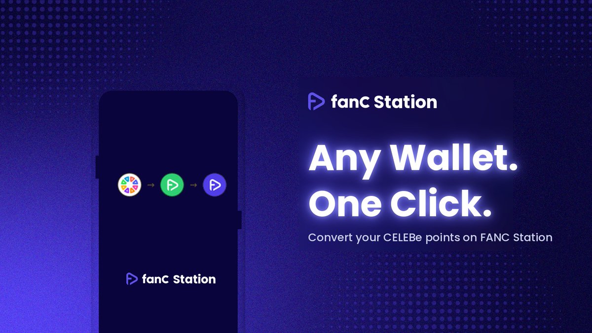 fanC_Official's tweet photo. 🟣FANC Station Opens. Four Years of Value, Reaching Further

On CELEBe, watching and making videos earned you points. Over four years, seven million people gathered them. Converting those points into FANC was possible before, but it took many steps.

Now that SWAP moves into FANC Station, inside FANC Hub. Log in with your CELEBe account and connect the Web3 wallet you already use. MetaMask or any WalletConnect-compatible wallet connects straight through.

KYC and AML verification is added on top, aligning with global regulation while keeping rewards going to those who earned them honestly.

KYC and AML verification are currently in the final testing phase, and the claim feature will be available once activated. CELEBe points can currently be converted to wFANC.

📅 June 30, 2026, 05:00 (UTC), open inside FANC Hub

On June 30, see it for yourself at FANC Station in FANC Hub.

📄 Read the full announcement → https://t.co/KOtN0WkPDx
$FANC #fanC #CELEBe #W2E #C2E