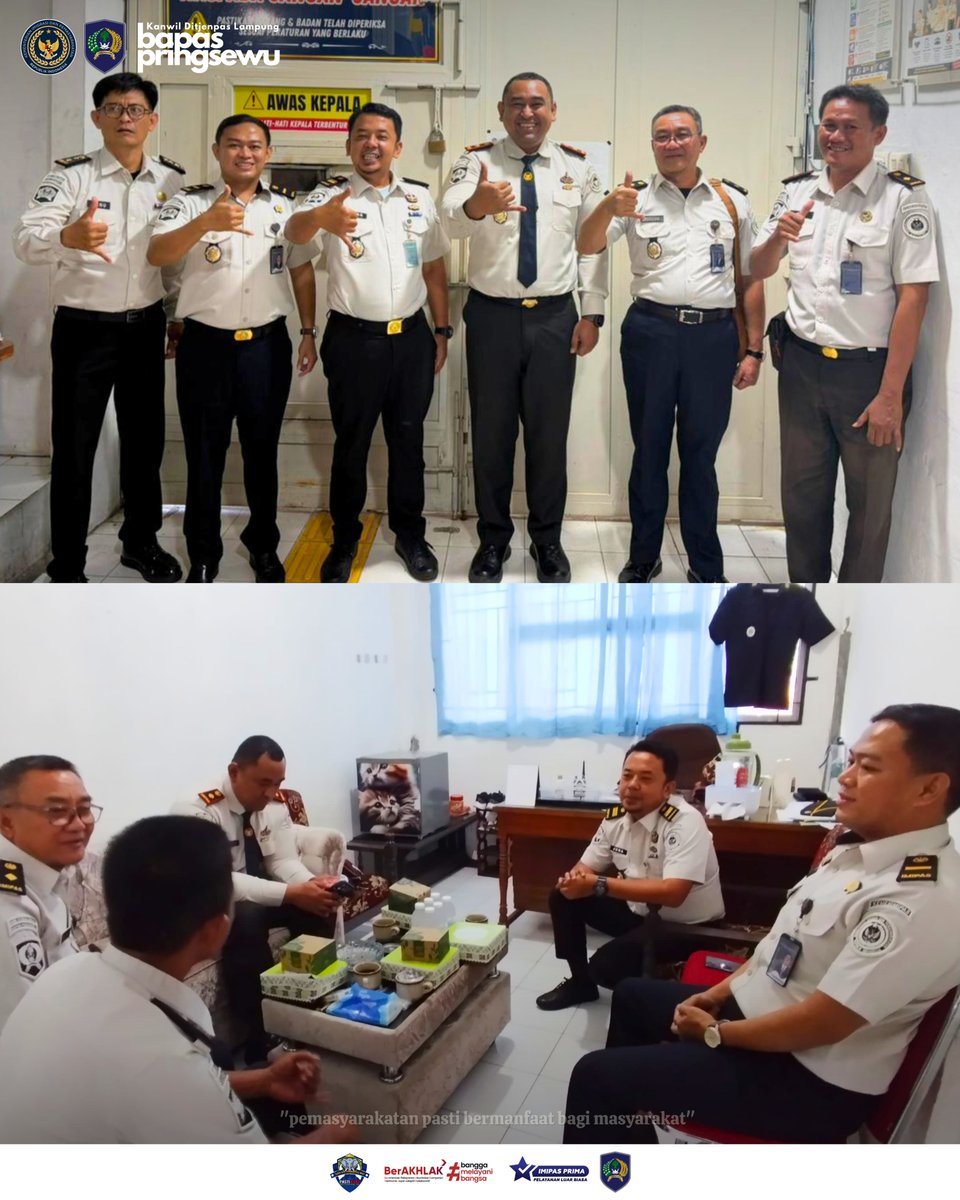 HumasBapasPsw's tweet photo. Selasa, 30 Juni 2026, Balai Pemasyarakatan Pringsewu melaksanakan kegiatan koordinasi dengan Rumah Tahanan Negara Krui dalam rangka memperkuat sinergi pelaksanaan pembimbingan kemasyarakatan serta optimalisasi program integrasi bagi warga binaan pemasyarakatan. https://t.co/JmSru3wOXz