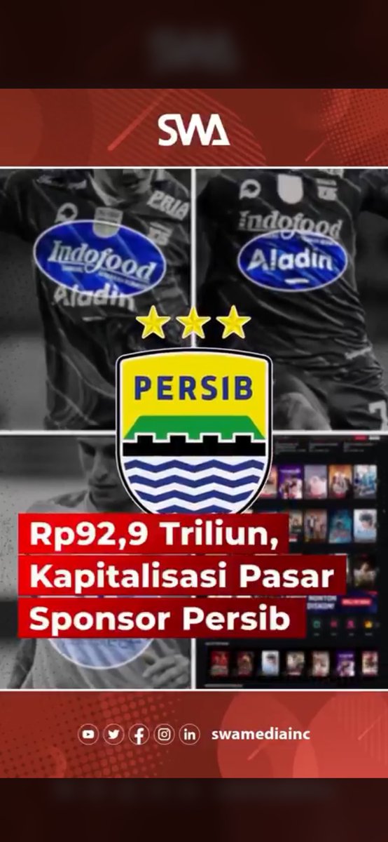 rskuntowiyoga's tweet photo. Terpapar konten ini, lalu ada akun bobotoh yg menarik kesimpulan ini adalah nilai sponsorship Persib. 

Saya jadi tertarik utk sedikit menjelaskan, agar tidak salah kaprah.

Market cap itu nilai seluruh perusahaan di bursa saham, di harga saham dikali jumlah saham beredar. 

Market cap Indofood Rp51,59 triliun itu nilai Indofood secara keseluruhan: mie instan, tepung, minyak goreng, ratusan brand di seluruh Indonesia. Kalo angka per-hari ini malah udh tembus di atas Rp. 70T.

Sponsorship ke Persib mungkin cuma sebagian kecil dari aktivitas bisnis mereka. Menjumlahkan market cap semua sponsor lalu bilang “ini nilai sponsor Persib” itu seperti bilang kekayaan sekomplek perumahan adalah total kekayaan semua warga yang kebetulan tinggal di situ.

Yang seharusnya diukur untuk “nilai sponsorship” adalah deal value, nilai kontrak per tahun antara brand dan klub. Bukan market cap perusahaan sponsornya. Dan ini memang tidak dibuka oleh Persib karena mereka bkn perusahan tbk. Tebak? 

Jadi headline “Rp92,9 triliun kapitalisasi sponsor Persib” itu angka yang secara metodologi tidak menggambarkan apa-apa soal nilai sponsorship sesungguhnya. Dan SWA sudah menggunakan diksi yg tepat, kebetulan kita aja yg kurang pas narik jadi kesimpulannya 🙏🙏