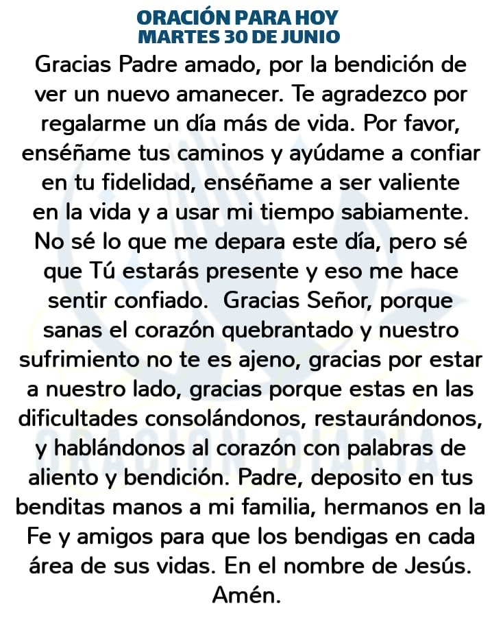 oracion_diaria's tweet photo. Oración Diaria para hoy Martes 30 de Junio de 2026 https://t.co/RmoiZTwymP