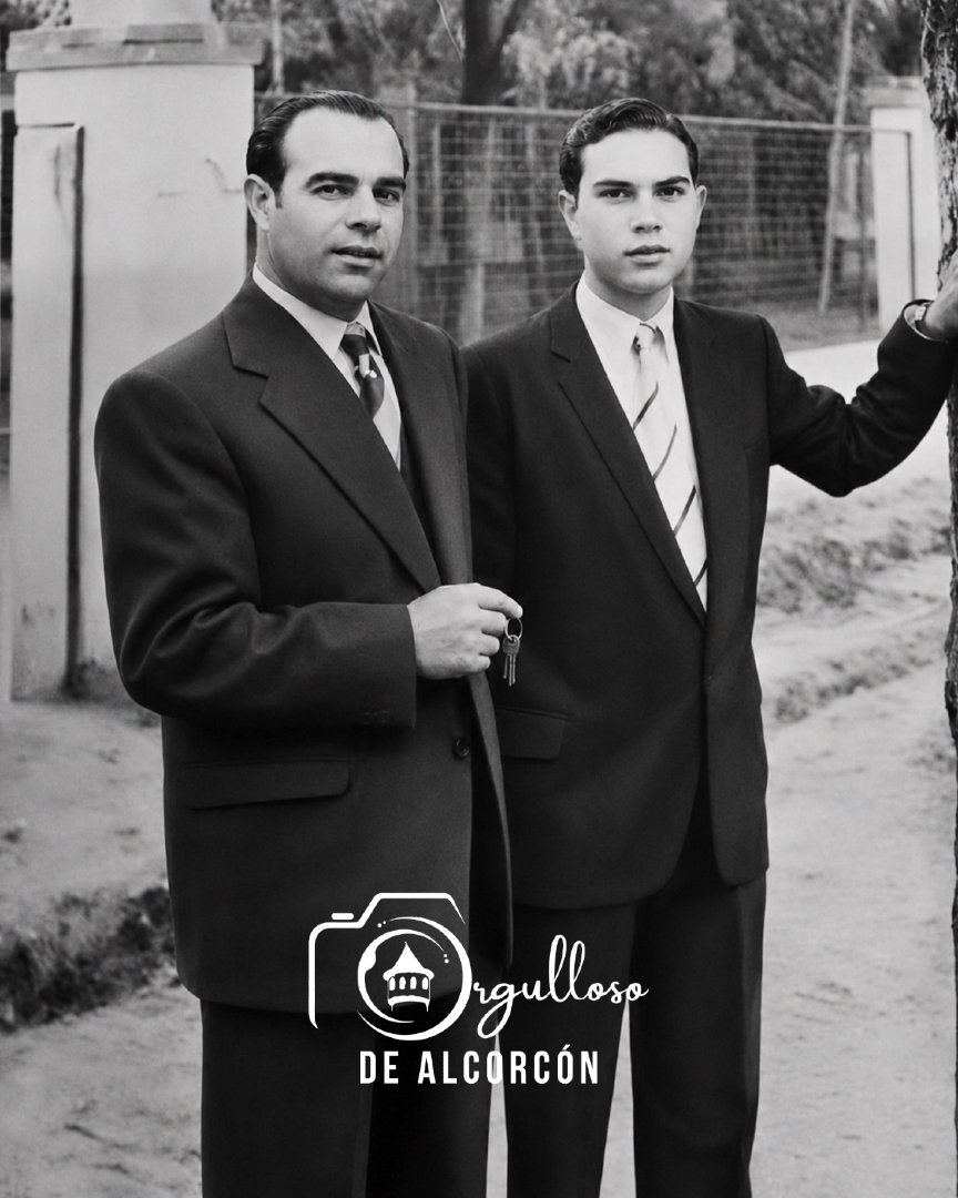 alcorconhoy's tweet photo. ¡Buenos días Alcorcón! Qué ternura ver a Juan Ortega y su hijo en 1952. Vestidos de domingo, miran a la cámara con una dignidad que refleja el esfuerzo diario de las familias de nuestro pueblo. Pongamos que hablo de Alcorcón. ¿Guardas en casa retratos así de elegantes de tus abuelos?