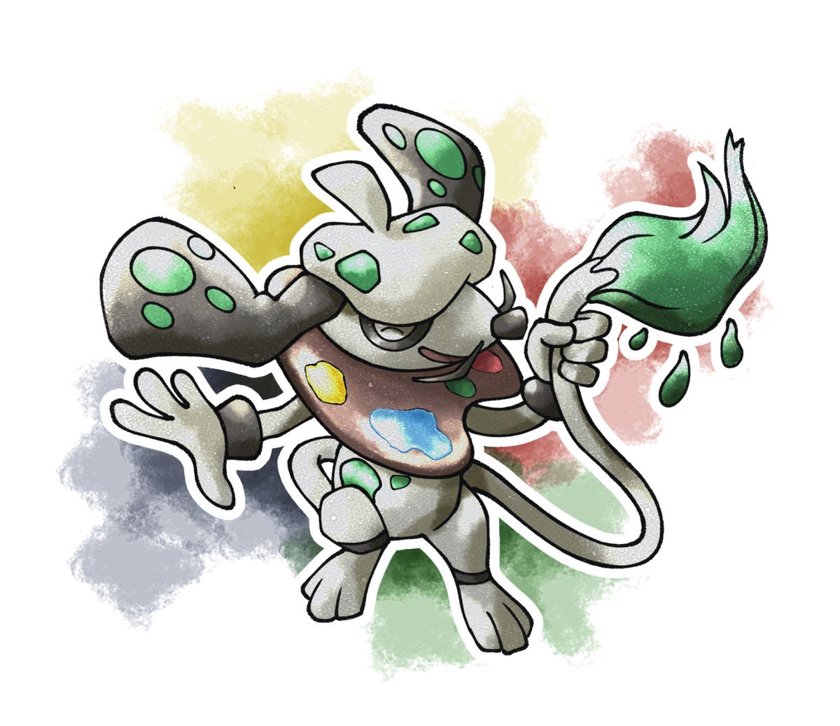 Midwestria_Pkmn's tweet photo. Pupicasso! normal type smeargle  evolution!  #fakemon #pokemon #fakemonart #pokemonart #art #PokemonLegendsZA designs by me and art by @Jettsed1 https://t.co/aC7oMZJDR6