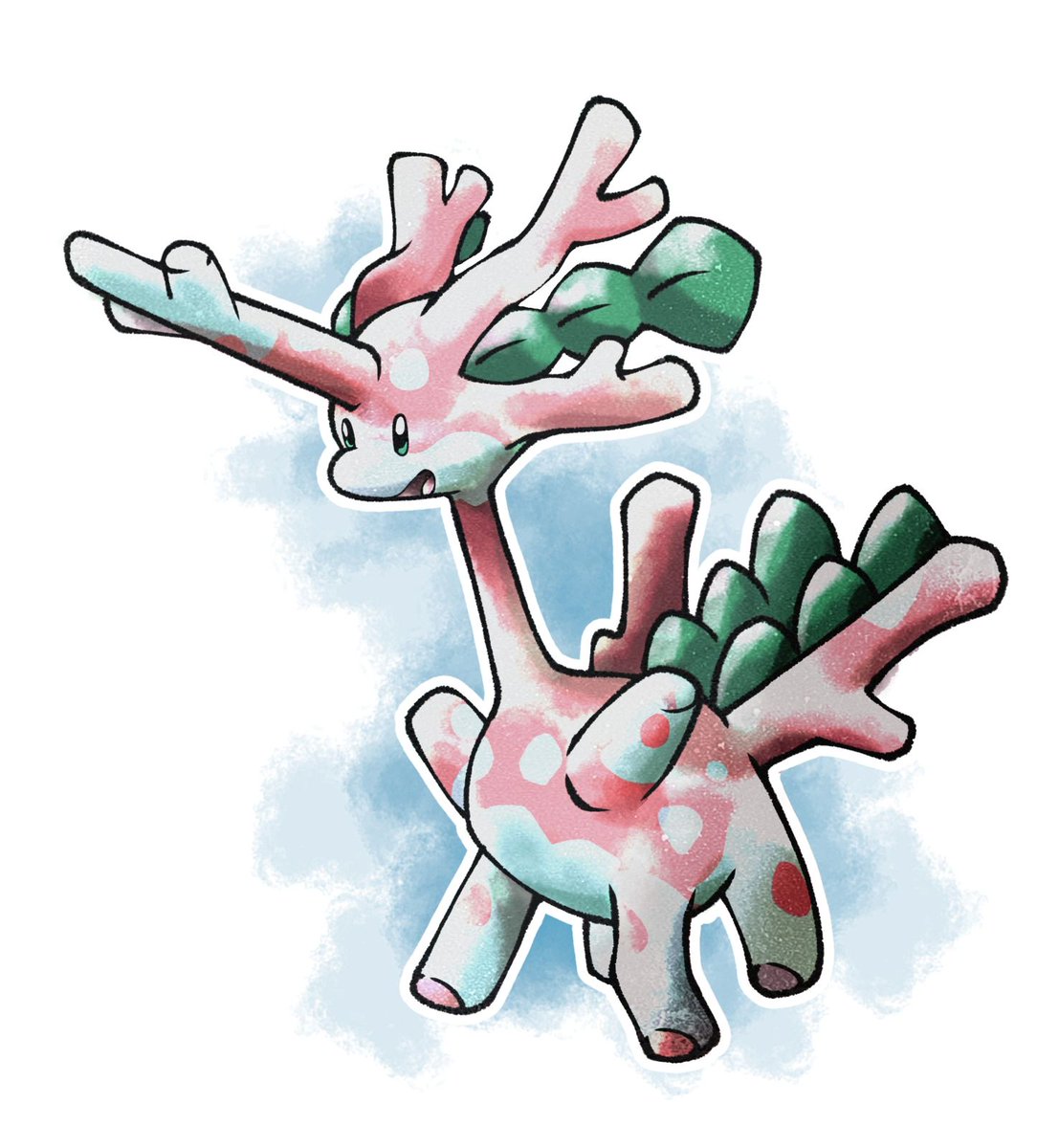 Midwestria_Pkmn's tweet photo. Horsola!  water/rock type corsola evolution!  #fakemon #pokemon #fakemonart #pokemonart #art #PokemonLegendsZA designs by me and @formigaartz art by @Jettsed1 https://t.co/9go5QX1urL