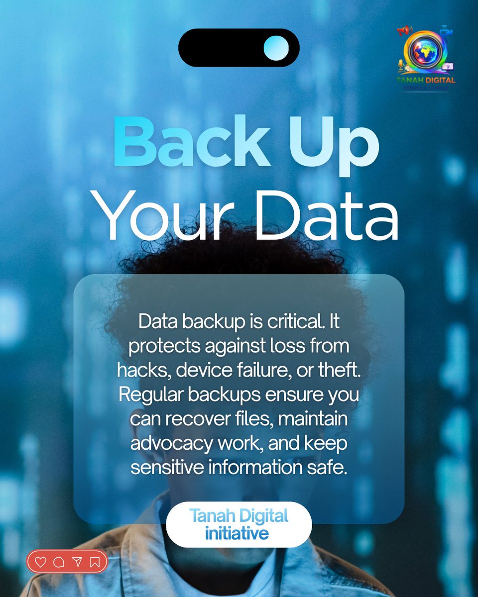 tanahmedia7's tweet photo. Backups prevent permanent data loss. They restore files after cyberattacks, crashes, or theft, keeping your work, privacy, and advocacy secure. https://t.co/0COk2stUaI