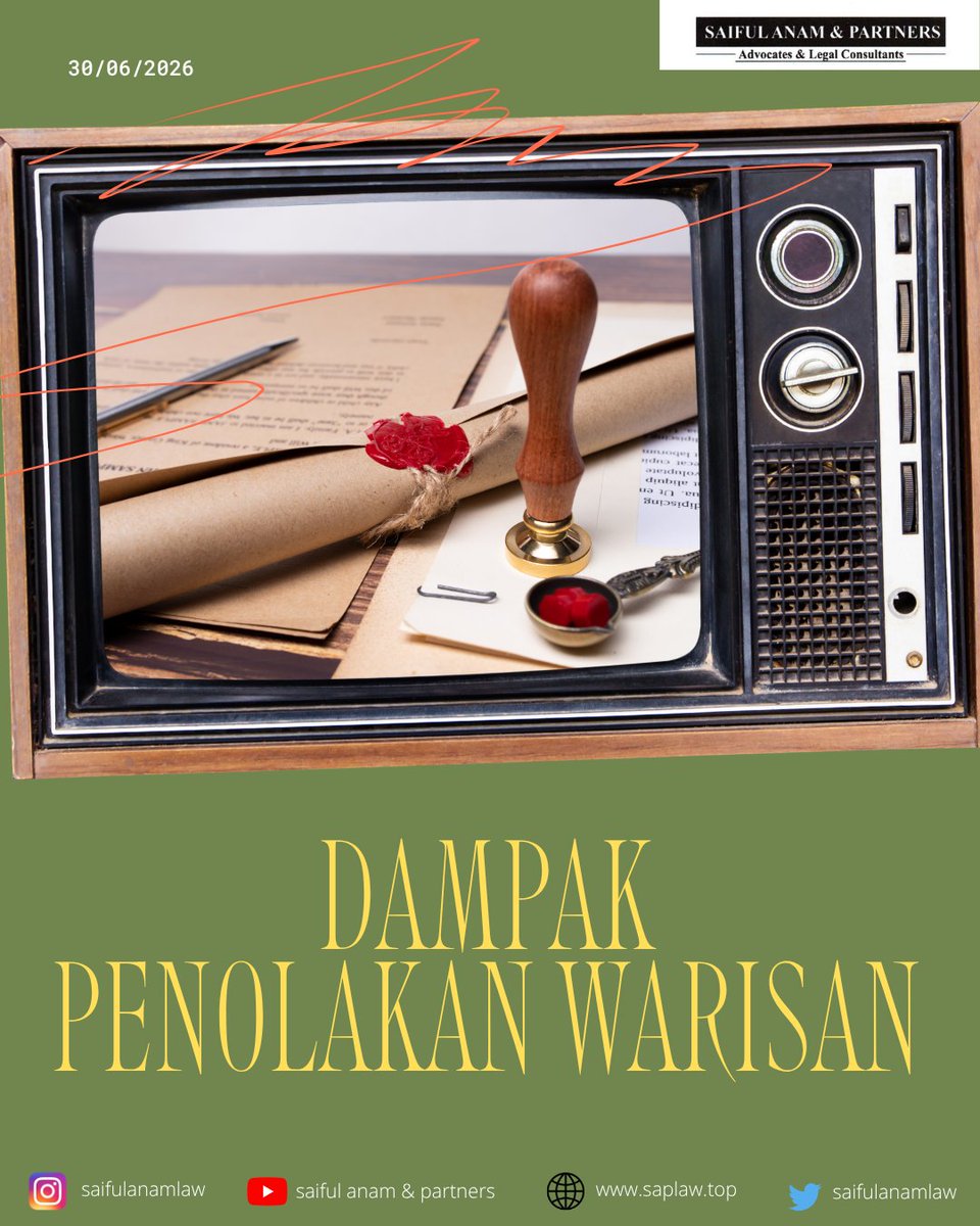 saifulanamlaw's tweet photo. Dampak Penolakan Warisan
#law #lawyer #pengacara #pengacaraonline #advocate #advokat #konsultanhukum #konsultanhukumjakarta #belajarhukum #dosen #dosenhukum #lecture #mediator https://t.co/J9YHy7G3Yn