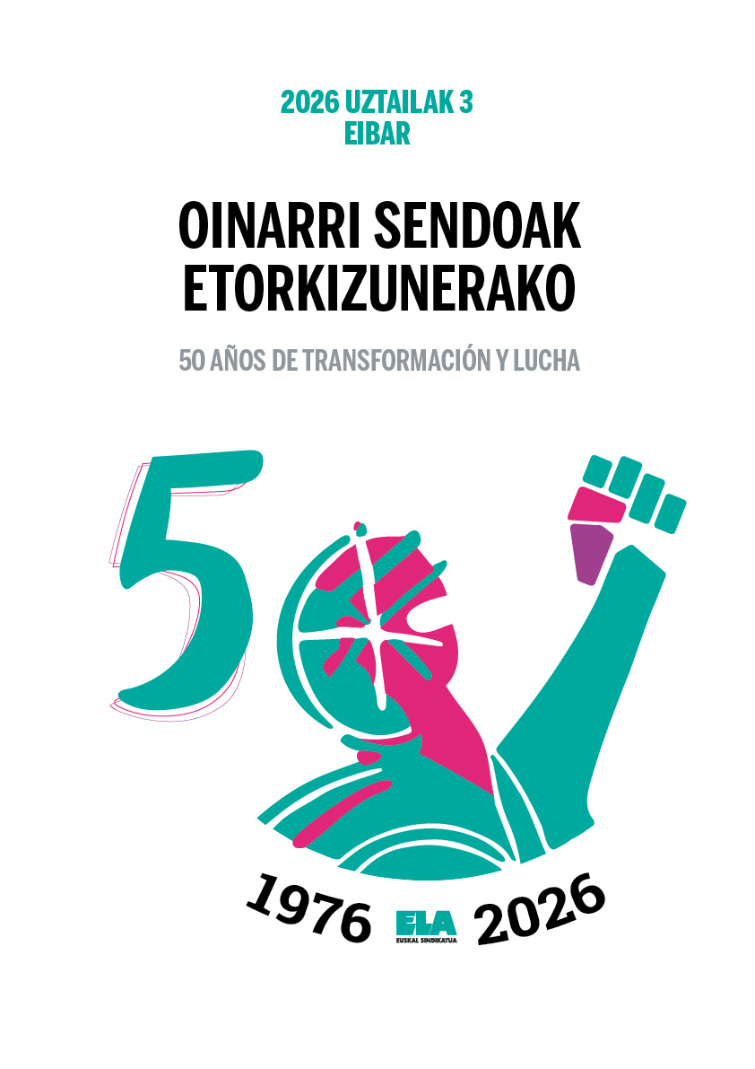 ELA_Sindikatua's tweet photo. 5️⃣0️⃣ 𝐮𝐫𝐭𝐞: 𝐆𝐮 𝐞𝐫𝐚𝐥𝐝𝐚𝐭𝐮, 𝐦𝐮𝐧𝐝𝐮𝐚 𝐚𝐥𝐝𝐚𝐭𝐳𝐞𝐤𝐨 
✊🏽🎉𝐸𝑢𝑏𝑎-𝐸𝑖𝑏𝑎𝑟, 1976-2026 
🗓️Uztailak 3 
📍Eibar

👥ELAk bere azken 50 urteetako #ibilbidea ospatuko du ostiralean Eibarren 

📲 https://t.co/PekbnbP4oO https://t.co/5lWfueAIY4