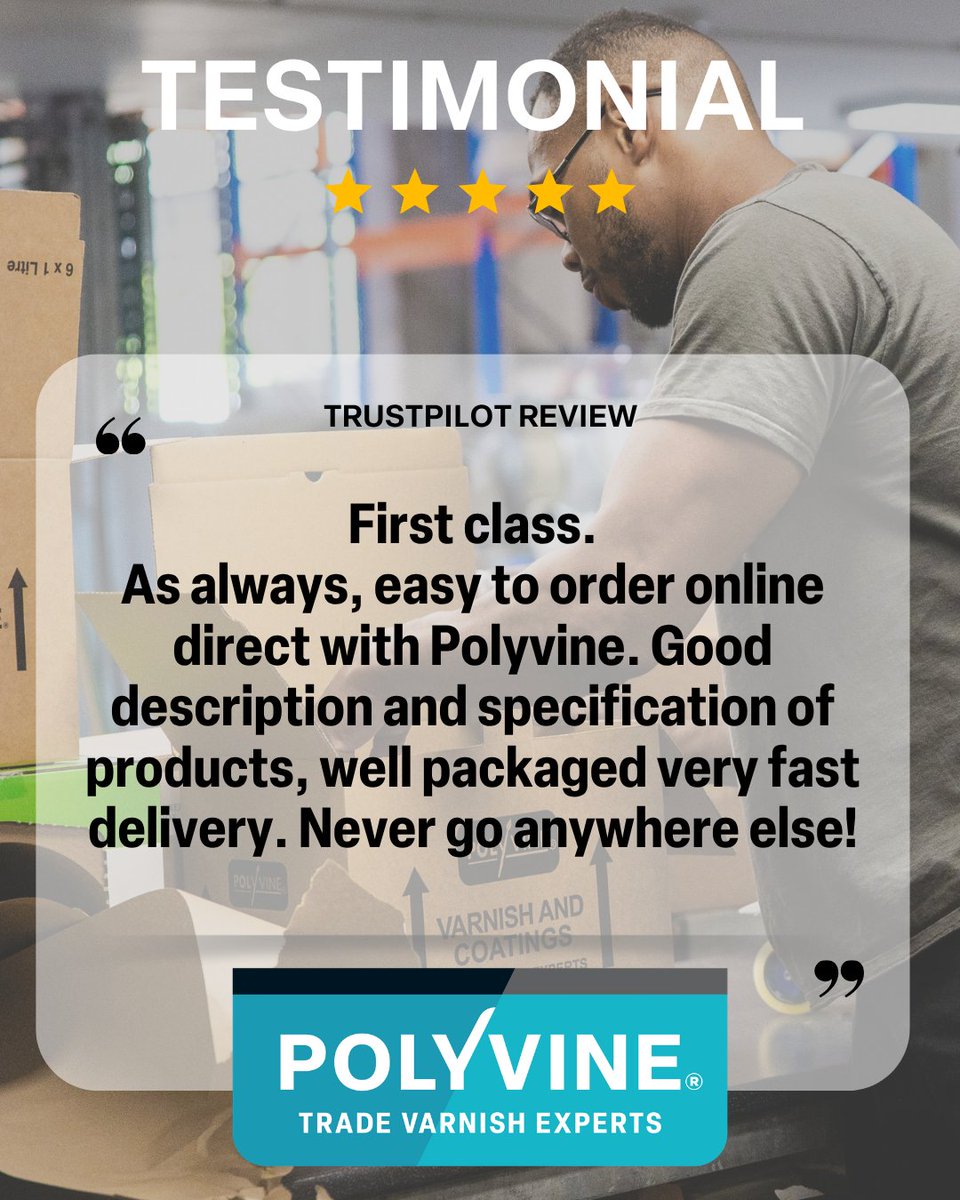 Polyvine's tweet photo. Do you know if you can't get to store, you can shop Polyvine on our website?

As this online shopper found, it's easy to find the product you need, easy to order and quick delivery.

Order now at https://t.co/sUupPIejqT

#polyvinevarnish #tradevarnishexperts https://t.co/kvA7RXSjs5