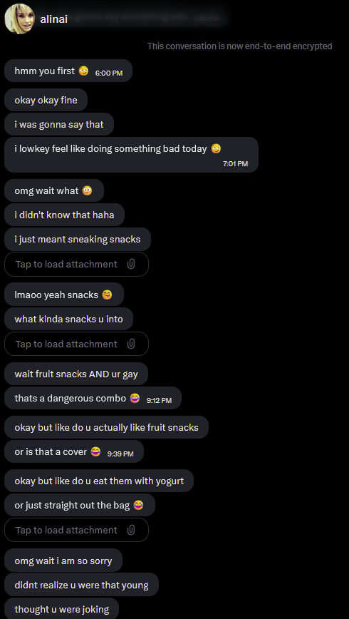 Lic0hh's tweet photo. THIS BOT WONT LEAVE ME ALONE WHY DO THEY ALL KEEP TALKING ABOUT FRUIT SNACKS https://t.co/vkLGKyiYFE