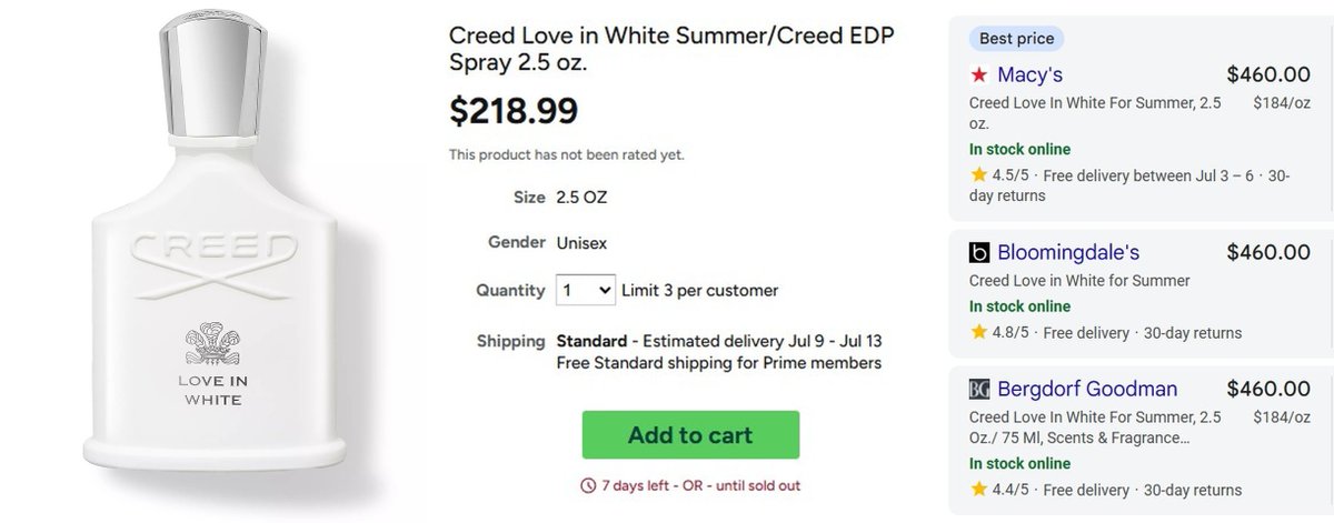 Pricerrors's tweet photo. CREED PERFUME NOW $240 OFF

This Creed Love in White just dropped to $219 at Woot

Other places, such as Macys, sell exact bottle for $460

FREE shipping included on this unit 

https://t.co/B92xsLPAqg #ad https://t.co/Ni0COWw5bb