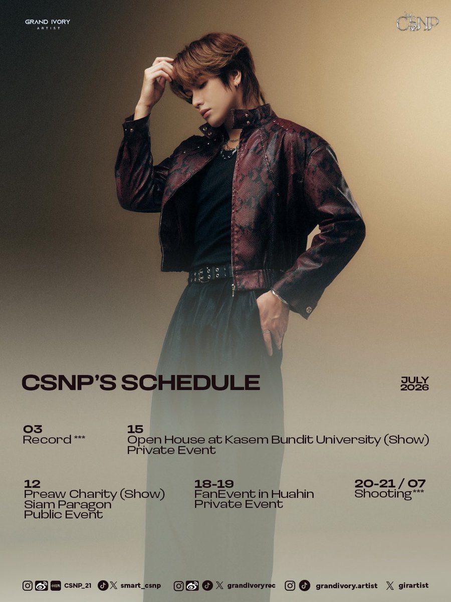 girartist's tweet photo. Artist Schedule

“July 2026”

CSNP 🐦‍🔥

#smartcsnp
#csnp
#grandivoryrec 
#grandivoryartist https://t.co/2zlCOXrsgQ