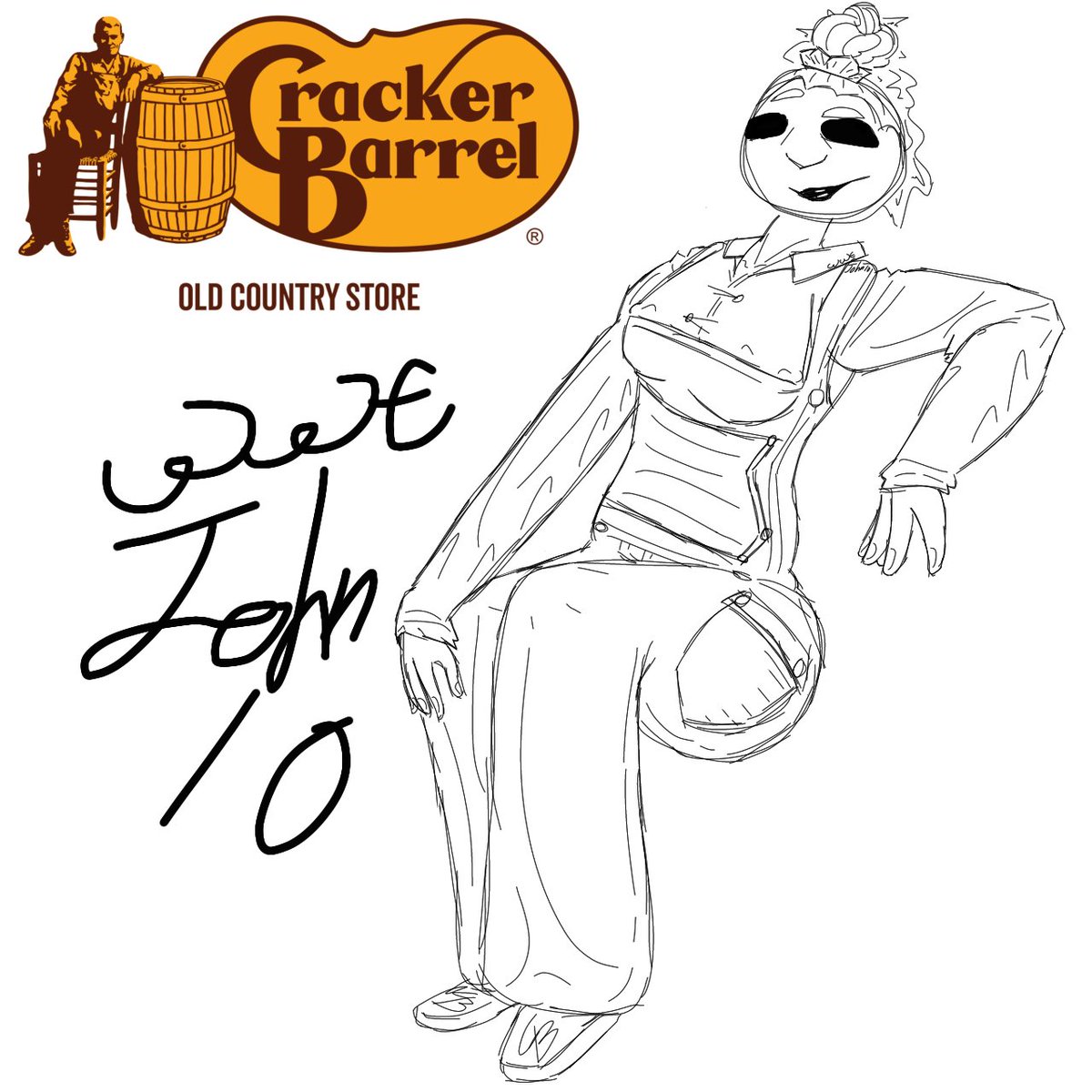 WWEJohn10's tweet photo. Lazy cracker barrel lady sketch I probably won’t finish https://t.co/mqeZQR865j