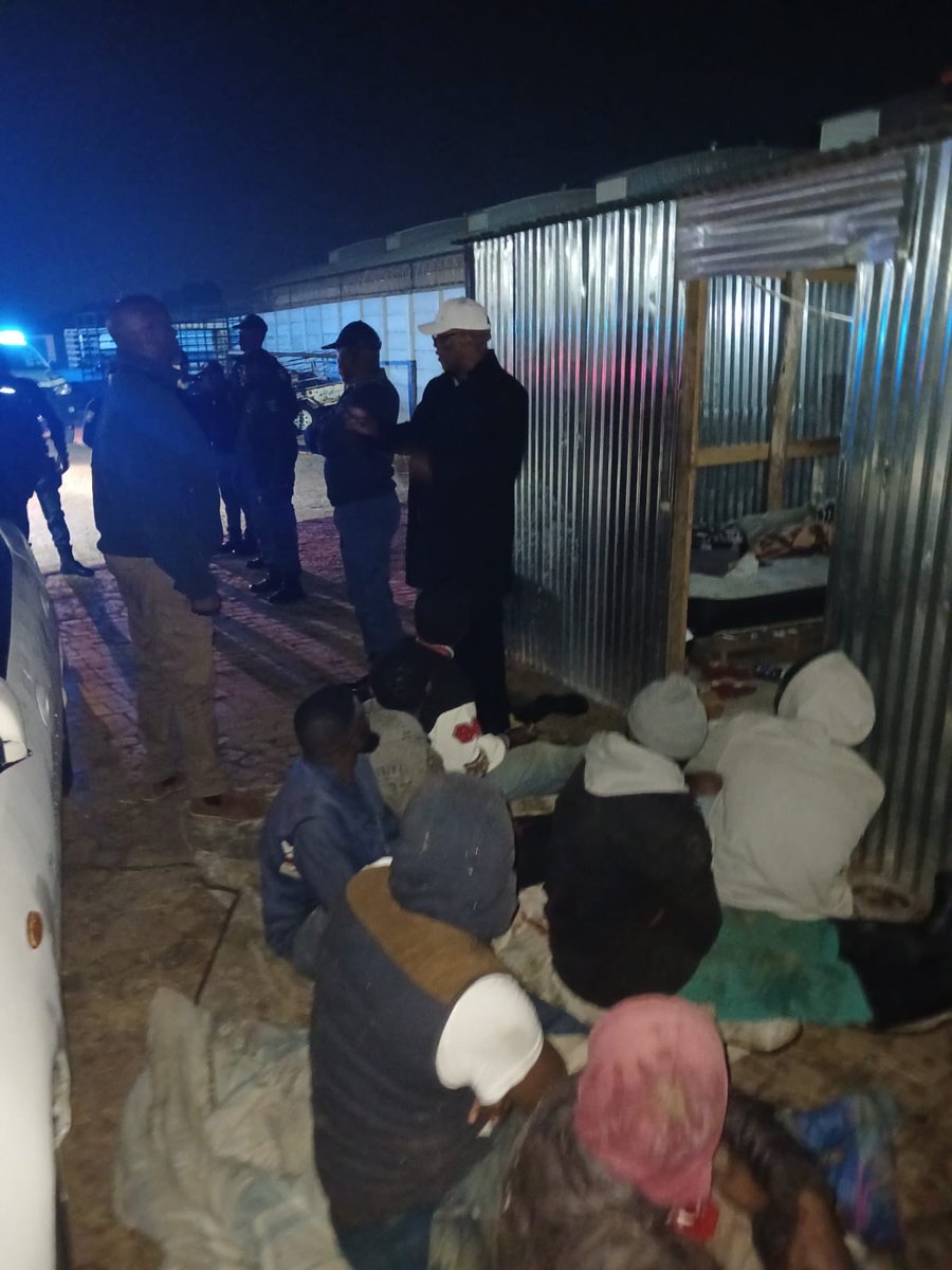 SAPoliceService's tweet photo. #sapsGP [GAUTENG: JOINT SURVEILLANCE HUB: POCC, BRIXTON] 

At approximately 03:00, drone surveillance over Crown Mines, Johannesburg, detected suspicious activity at a property. Ground teams responded and confirmed the establishment was illegally operating as an abattoir.

Gauteng Provincial #StockTheft and Endangered Species Investigators as well as Criminal Record and Crime Scene Management are currently processing the scene. Six illegal immigrants have been arrested. 

The owner of the establishment will be arrested for hiring illegal immigrants.

#FightingCrime #IllegalImmigration #SaferCommunities 
#PartnershipPolicing #PoliceVisibility 
#CommunityPolicing #SafetyAndSecurity ST