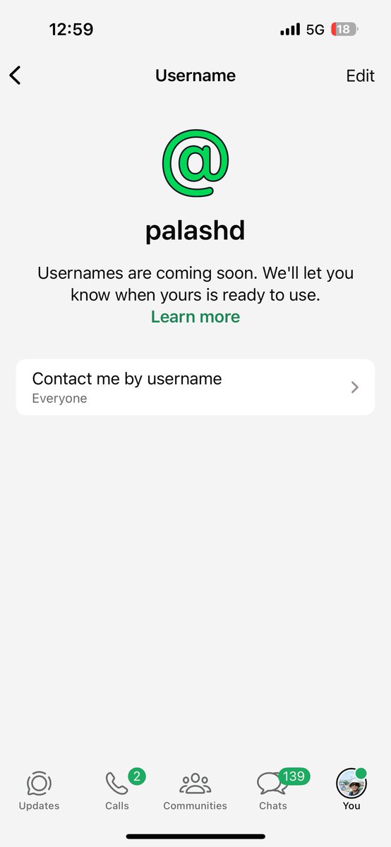 palashind's tweet photo. So I reserved my name palashd @WhatsApp @kunalb11 thank you. Like YouTube days. This is a social media in itself. Morphing into, i think… https://t.co/EcWoSYystF