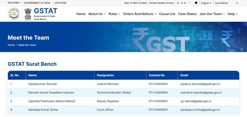 SaurinShahCA's tweet photo. Many people are facing issues in filing appeal with GSTAT and requesting contact details of respective bench, same can be accessed by following method
For Surat Branch :- https://t.co/jQNXXKa6Px and it will display as under :- https://t.co/nWDvl360S6