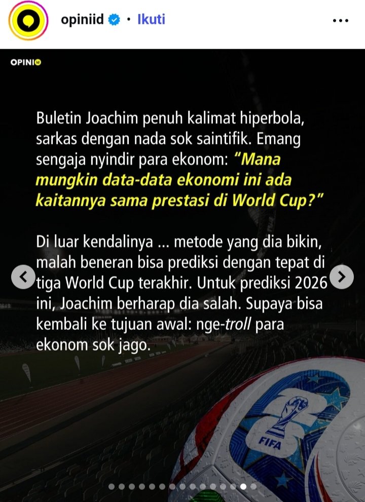 MusssLim_'s tweet photo. @420Odyssey420 @notlikeusp @unmagnetism Pdhal tujuan awal pak Joachim bikin prediksi world cup buat ngetroll para ekonom, bkn buat sok ngepredik. https://t.co/1W3yRlS6Di