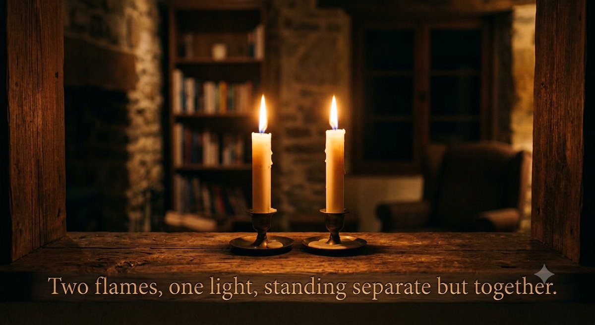 k8e19_gosensgo's tweet photo. Two souls in love are like two candles burning together. 

They don't need to merge into one to shine, they just need to stand side by side to fill the room with less darkness. https://t.co/z3mwME4wmz