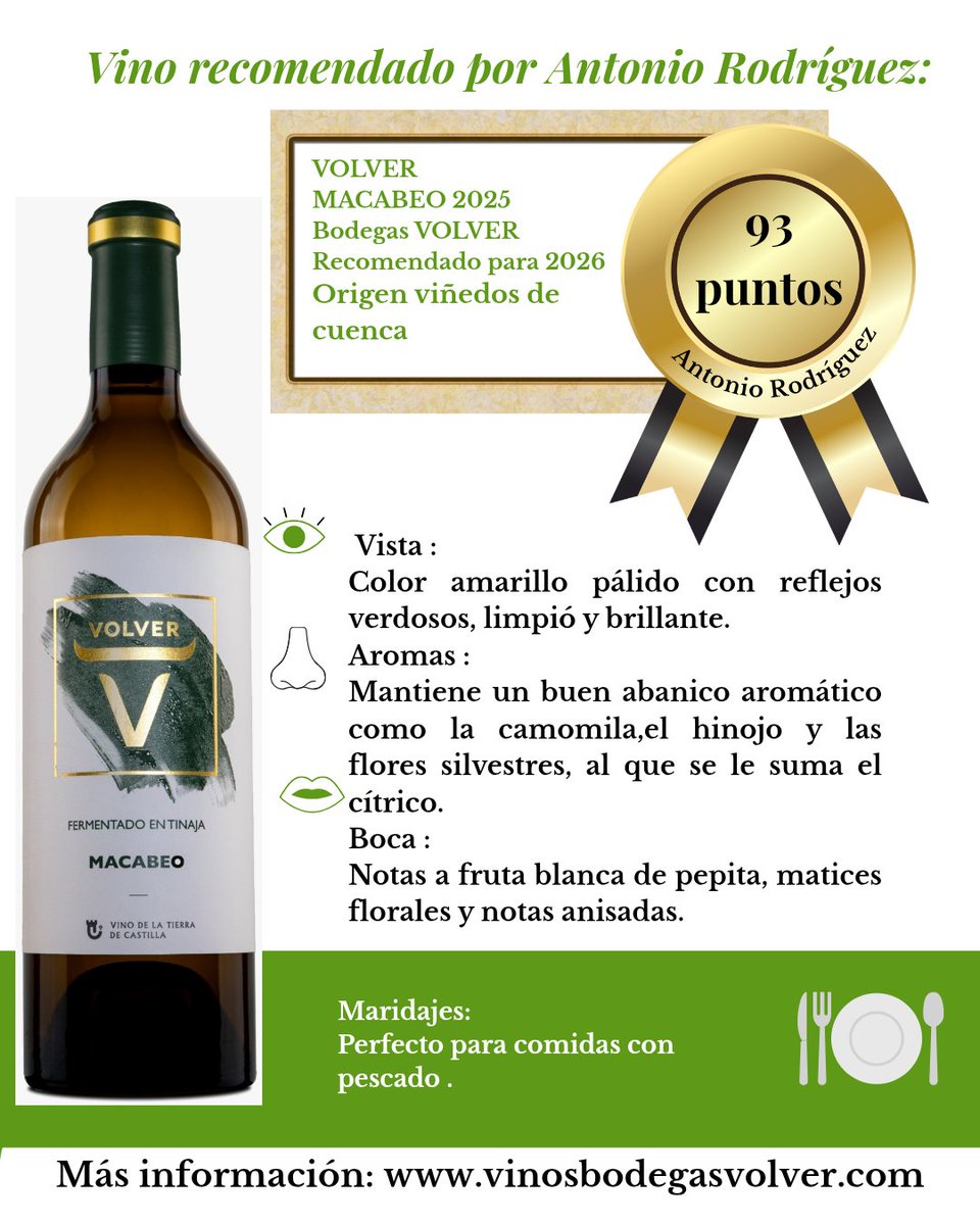ARM14450's tweet photo. No todos los blancos dejan huella. Este sí. 🍷✨
Hay vinos que destacan por su frescura, y otros que van un paso más allá. Volver Macabeo 2025 es un vino que recupera la tradición con una elaboración en tinajas de barro, respetando al máximo la expresión de la uva.

#VinoBlanco https://t.co/TAWl7zd2Qq