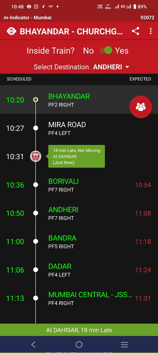 HelpingHandsMum's tweet photo. Train 92072 late everyday

Today 19+ mins delay

15 mins journey from Bhayander-Borivali took 35 mins

Train delayed purposely

Other trains scheduled behind as per TT but allowed to go ahead

@RailwaySeva @drmbct @mid_day, https://t.co/2QGatACUXP