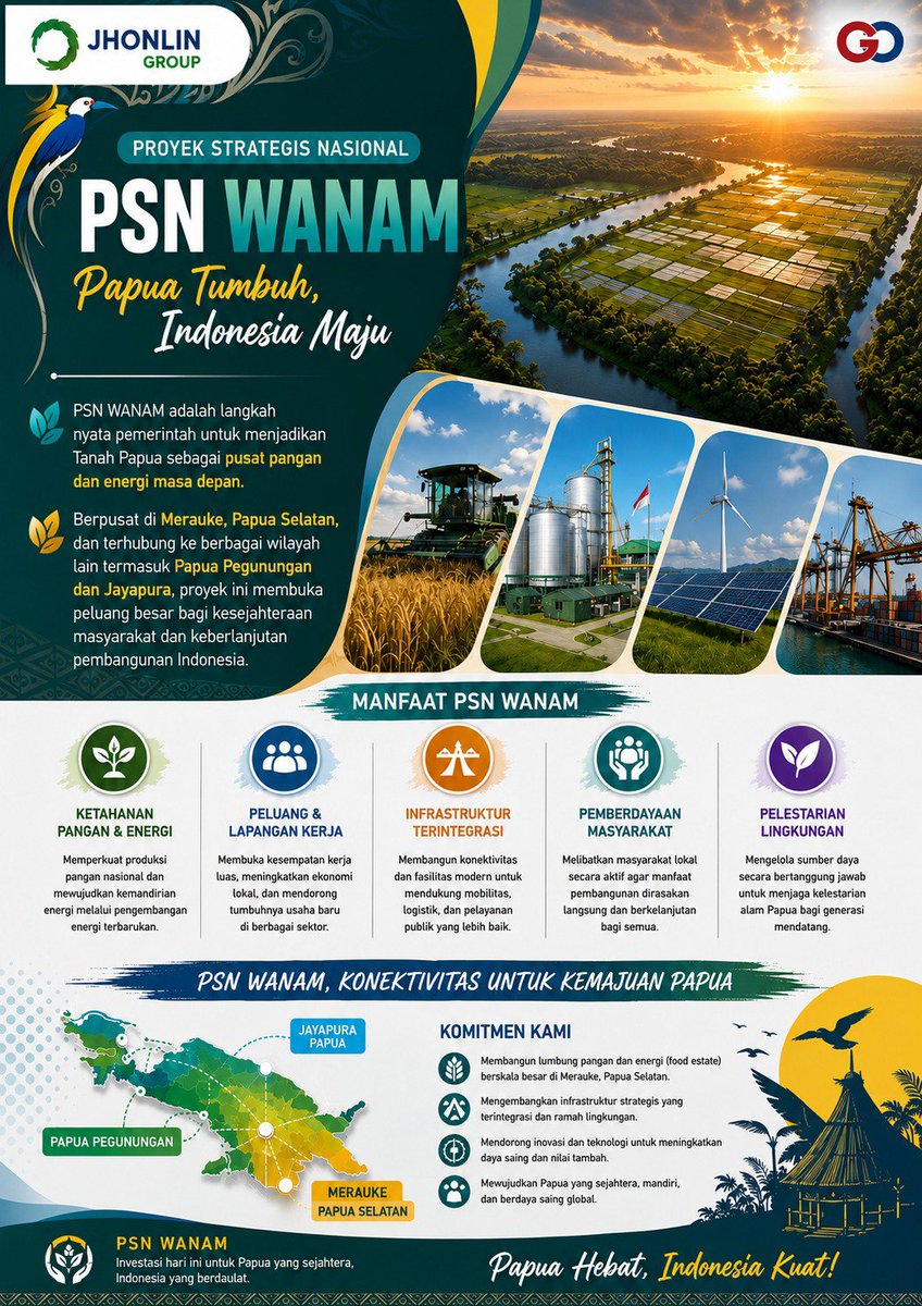 Amar7p4's tweet photo. ⚡ PSN WANAM – Konektivitas untuk Kemajuan Papua
Berpusat di Merauke, mengembangkan pangan, energi terbarukan, dan ekonomi daerah demi Papua hebat, Indonesia kuat! 💪🌾
#hajiisam #titikinformasi #gd_psn #jhonlingroup https://t.co/d3ymGRYESO