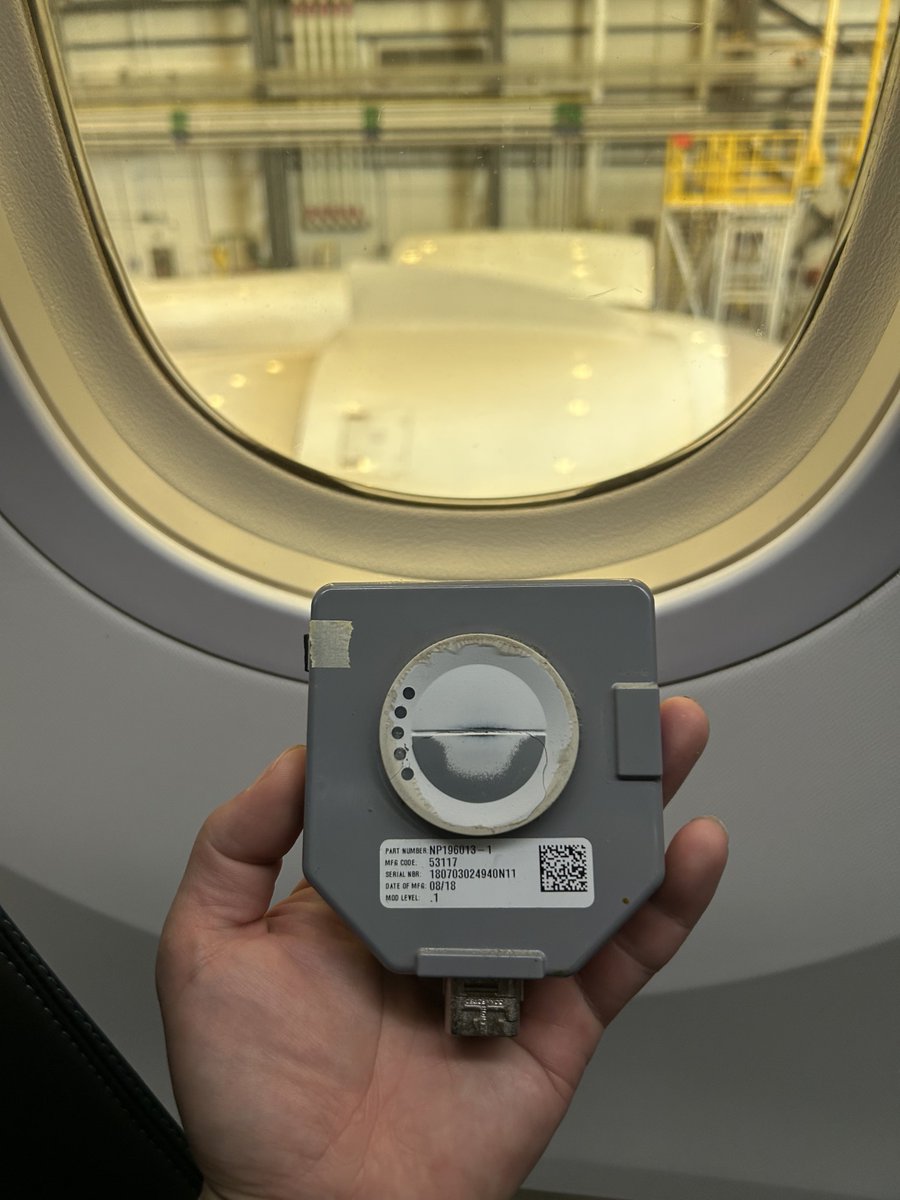 Fahadnaimb's tweet photo. We often replace these electrical dimmable window push buttons on B787. 
They control the electrochromic windows... you press to tint the glass darker, but the change is slow. Many passengers keep pressing because they think it's not working. This wears the button out fast.
Replacements aren't cheap.