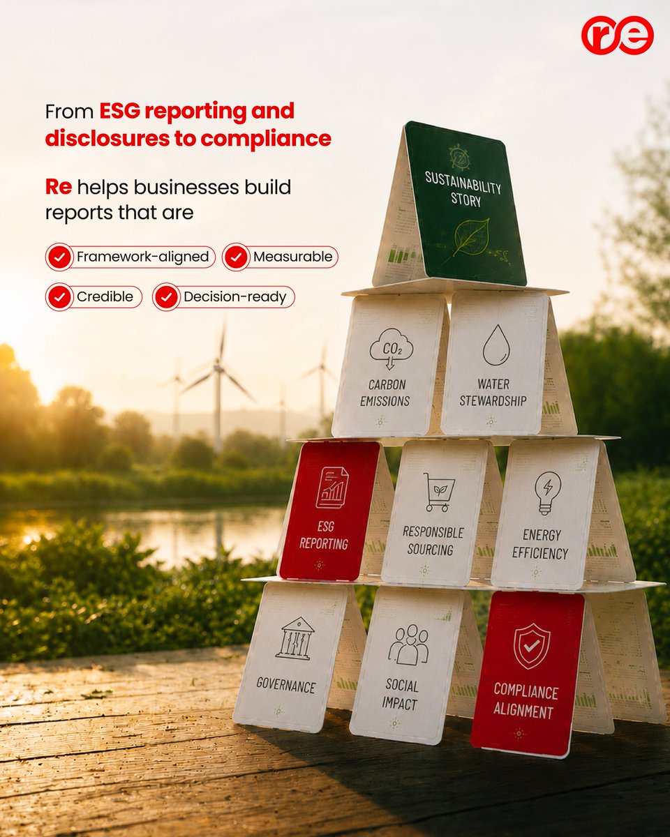 WeAre_Re's tweet photo. Sustainability reporting is no longer just compliance. It’s proof of progress, transparency and trust.

At Re, we help businesses turn ESG data into credible, decision-ready reporting aligned with national and global frameworks.

#ESGReporting #Sustainability https://t.co/ioYImrTccI