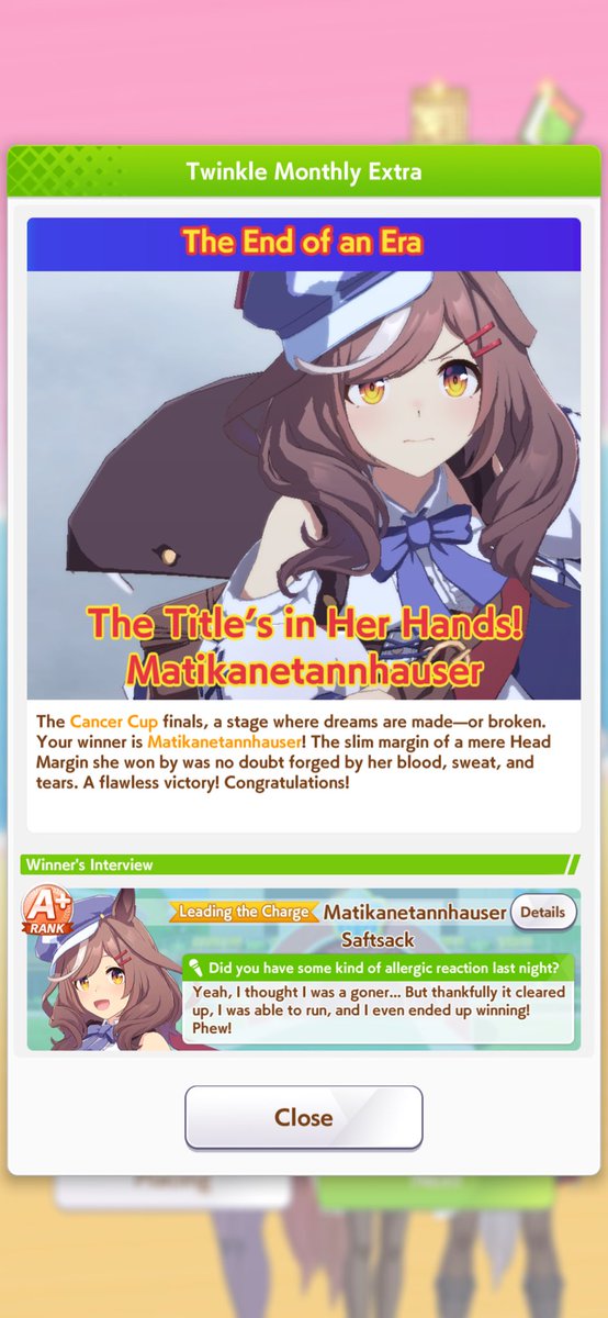 LRinke02's tweet photo. She wasn’t even my Ace and I had triple late start 😭 Thank you Matikanetannhauser https://t.co/fkJbbMLTxP